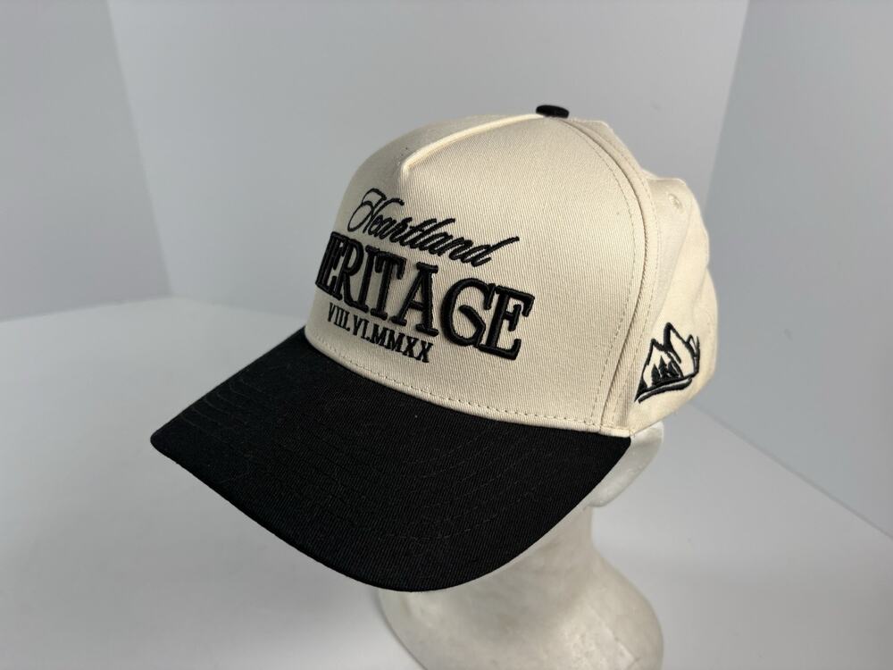 Citrusy Heartland Heritage Hat Cream Black Snapback Cotton Western Baseball Cap